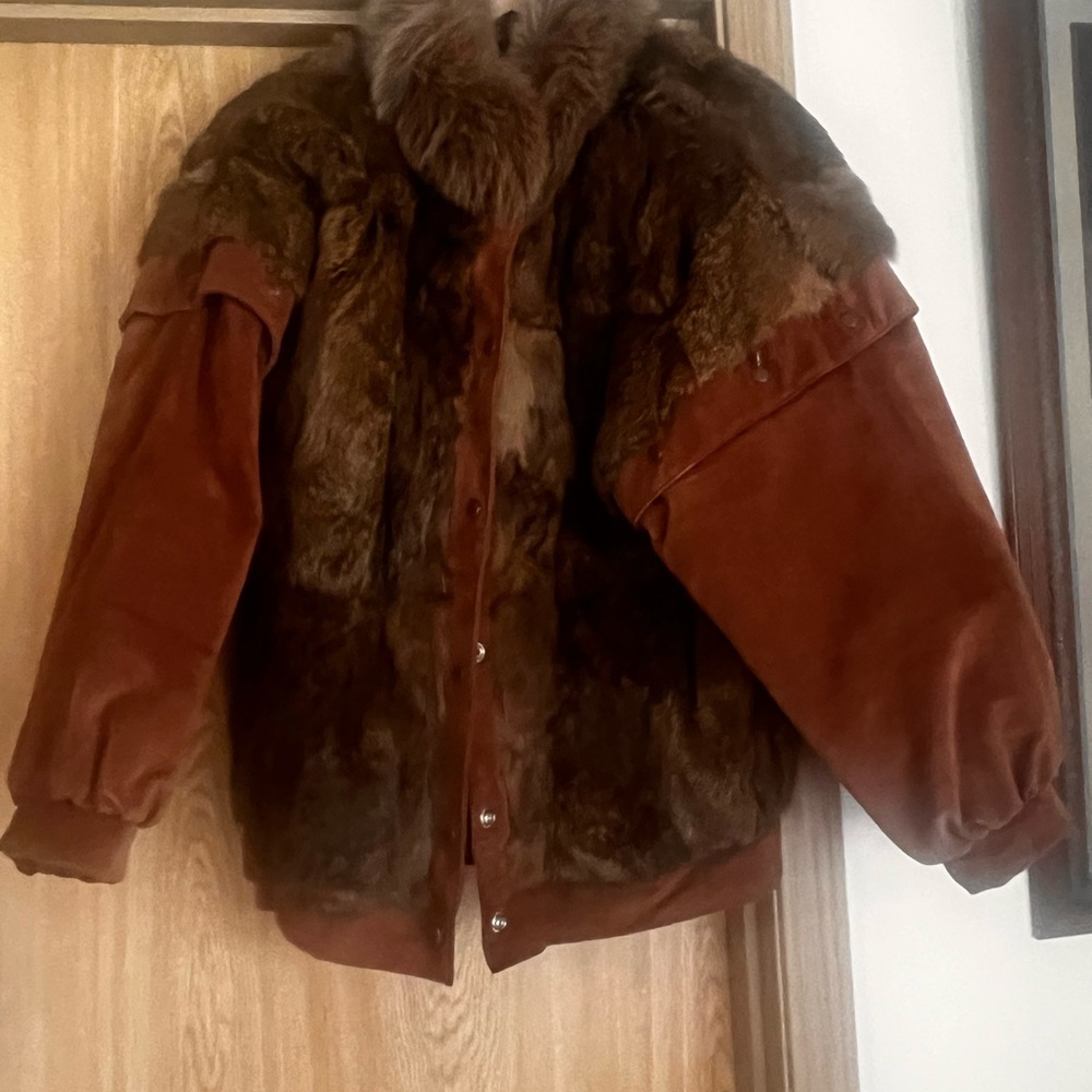 Vintage Leather and Rabbit Fur Coat/Vest